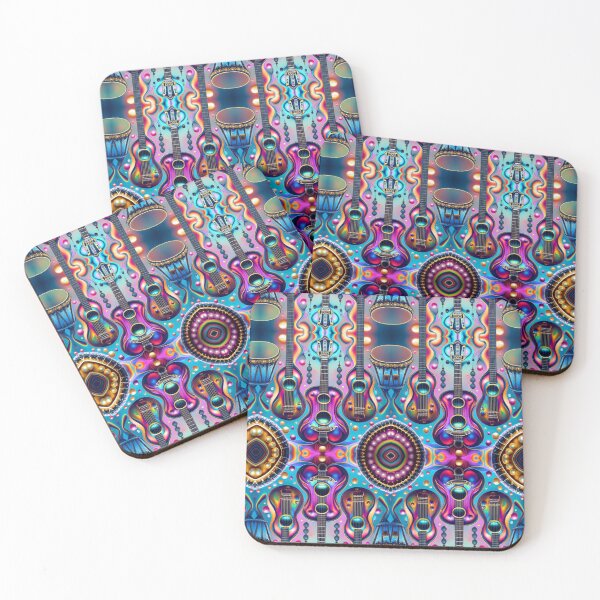 Item preview, Psychedelic Music Lovers Colorful Groovy Guitars & Drums Seamless Digital Art by BadassBazaar designed and sold by BadassBazaar.