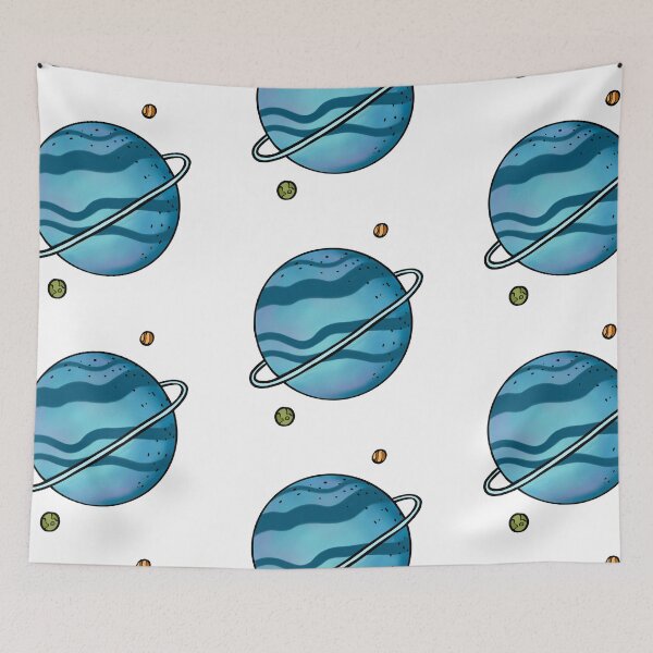 Item preview, Blue Neptune-like Planet with Two Satellites Illustration designed and sold by beddreams.