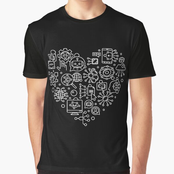 Item preview, Chatbot Heart - AI chatbots and Robots outline Heart-shaped design for artificial intelligence chatbots fans designed and sold by venomousvector.