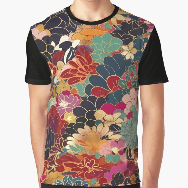 Vista previa del artículo con la obra «Patrón japonés kimono floral», diseñado y vendido por LittleNippon.