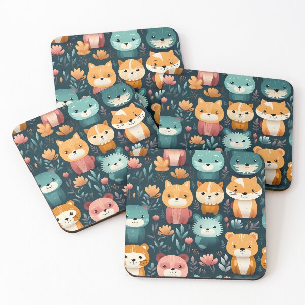 Item preview, Cute fox and bear in a seamless pattern designed and sold by PSKStudio.