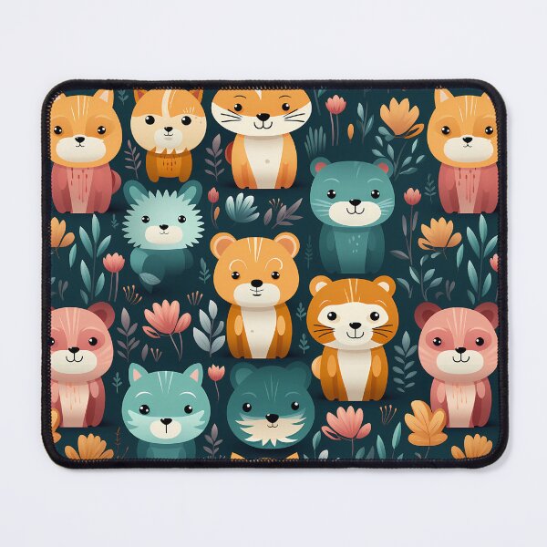 Item preview, Cute fox and bear in a seamless pattern designed and sold by PSKStudio.