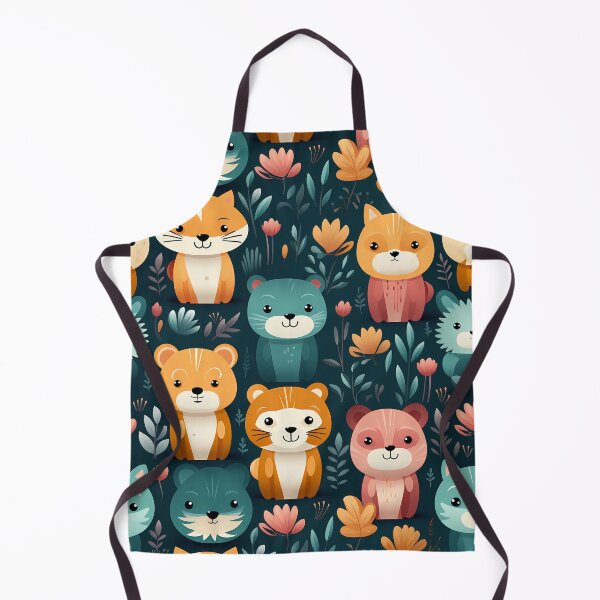 Item preview, Cute fox and bear in a seamless pattern designed and sold by PSKStudio.