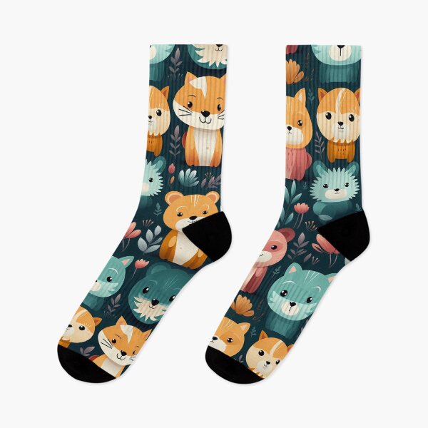 Item preview, Cute fox and bear in a seamless pattern designed and sold by PSKStudio.
