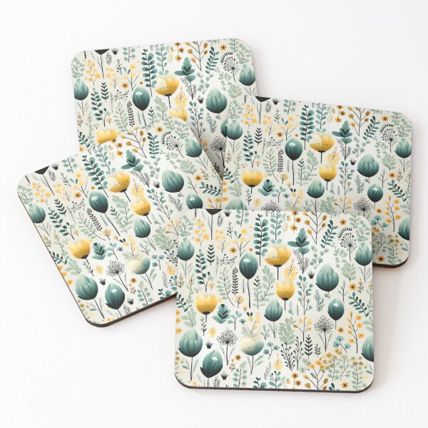Item preview, Green, Yellow and Blue Blossoms Seamless Pattern designed and sold by exitbird.