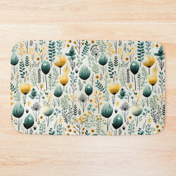 Item preview, Green, Yellow and Blue Blossoms Seamless Pattern designed and sold by exitbird.