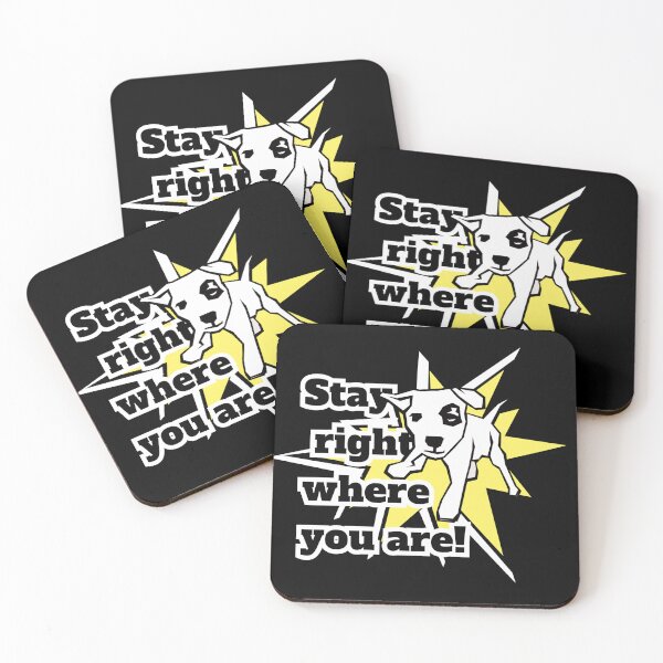 Item preview, Stay right where you are! A white dog in a fighting pose against the background of a yellow star designed and sold by SplashTastic.