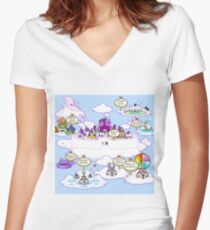 Neopets Old Faerieland Map Women's Fitted V-Neck T-Shirt