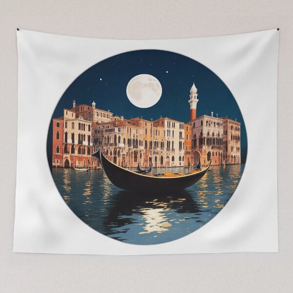 Item preview, Quiet Night in Venezia with Moon and Gondola designed and sold by Ridiculam Toga.