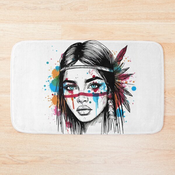 Item preview, Spirit of the Tribes: Native American Girl with Colorful Ink Blots designed and sold by ReplyGirl.