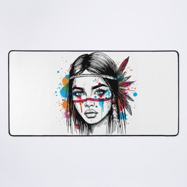Item preview, Spirit of the Tribes: Native American Girl with Colorful Ink Blots designed and sold by ReplyGirl.