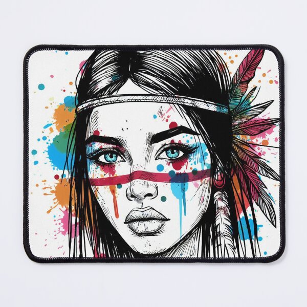 Item preview, Spirit of the Tribes: Native American Girl with Colorful Ink Blots designed and sold by ReplyGirl.