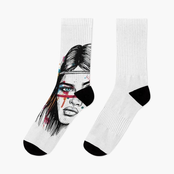 Item preview, Spirit of the Tribes: Native American Girl with Colorful Ink Blots designed and sold by ReplyGirl.