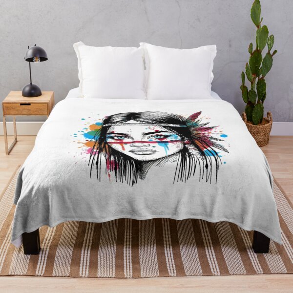Item preview, Spirit of the Tribes: Native American Girl with Colorful Ink Blots designed and sold by ReplyGirl.
