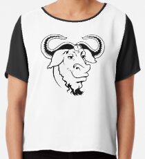 GNU Head Official Logo Mascot With Word T-Shirt Chiffon Top
