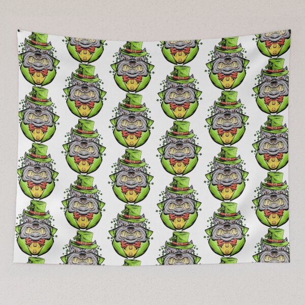Item preview, Bulldog green hat coat, bull dog st Patrick’s day, angry green bull dog designed and sold by GreyStanzione1.