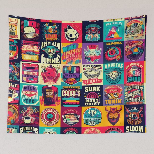 Item preview, Stickerbomb poster pattern designed and sold by TaevasDesign.