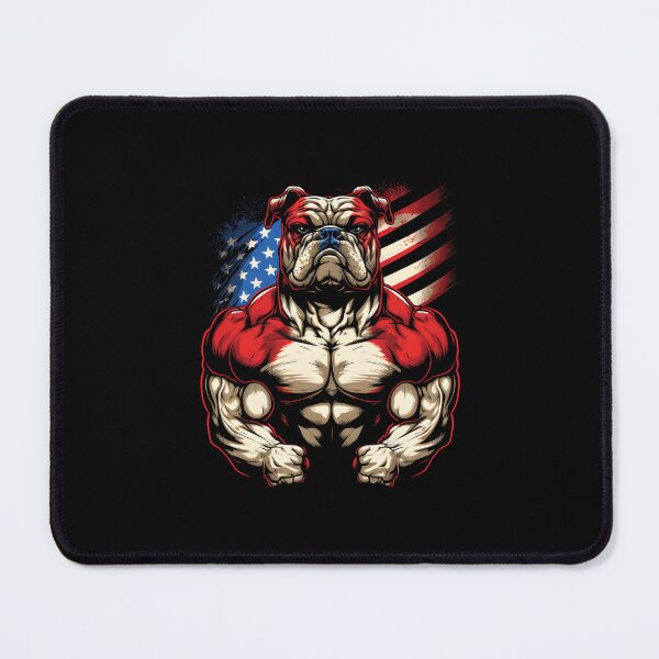 Item preview, Muscle bulldog with us flag, muscle bulldog with american flag, strong bulldog us flag designed and sold by GreyStanzione1.