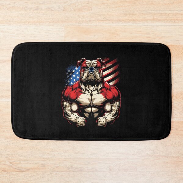 Item preview, Muscle bulldog with us flag, muscle bulldog with american flag, strong bulldog us flag designed and sold by GreyStanzione1.