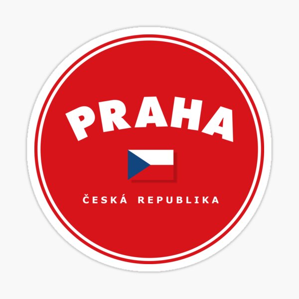 Aperçu de l'œuvre Praha, ceska republika, cercle, rouge avec drapeau 2 créée et vendue par Alma-Studio.