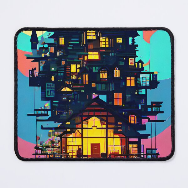 Item preview, Magic house, minimalist stylized, flying house in the sky, colorful designed and sold by depthsofthemind.