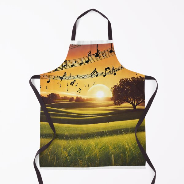 Item preview, Sunset over a green meadow with flowing musical notes. designed and sold by mariolasworld.