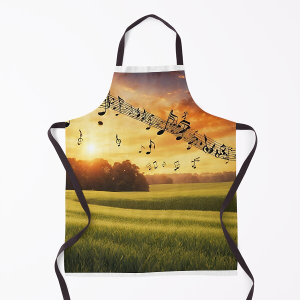 Item preview, Sunset over a green meadow with flowing musical notes. designed and sold by mariolasworld.