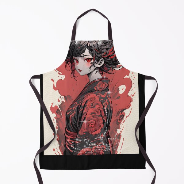 Item preview, Anime-Inspired Girl with Red Hair and Eyes - Intricate Neo-Traditional Art Print designed and sold by saflimbenly.