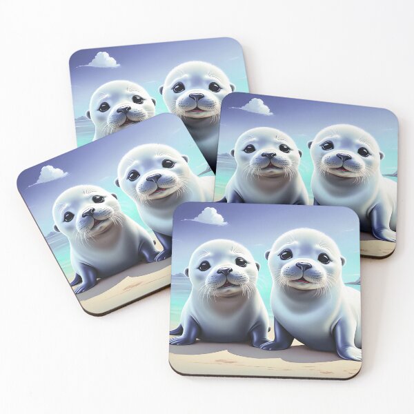 Item preview, Portrait of two baby seals on the beach designed and sold by Wonder-Place.
