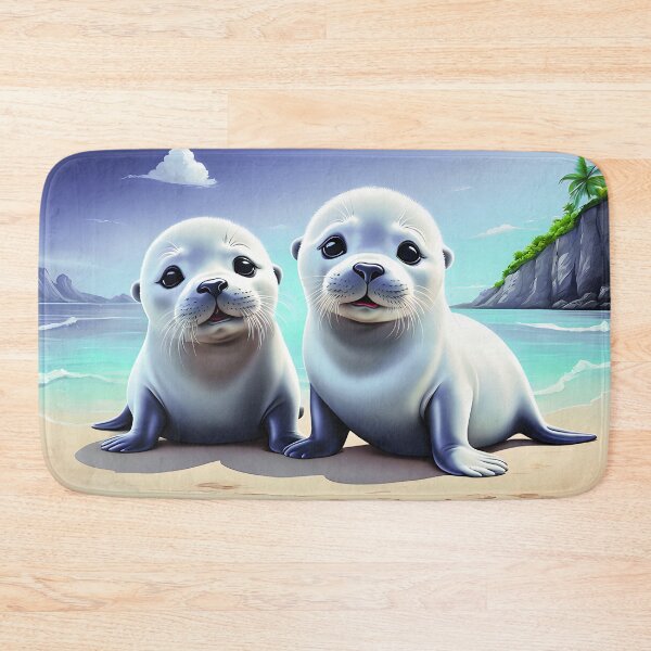 Item preview, Portrait of two baby seals on the beach designed and sold by Wonder-Place.
