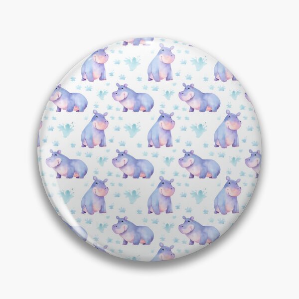 Artikelvorschau, Whimsical Hippo Delight: A Playful Watercolor Pattern entworfen und verkauft von qoodesignstudio.