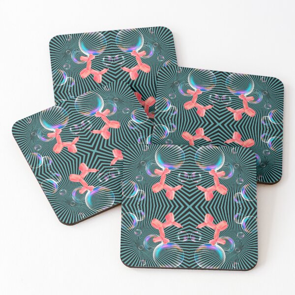 Item preview, Floating Balloon Dogs Bubbles, Happy Dog Hypnotherapy Red Teal designed and sold by SpiritGifts.