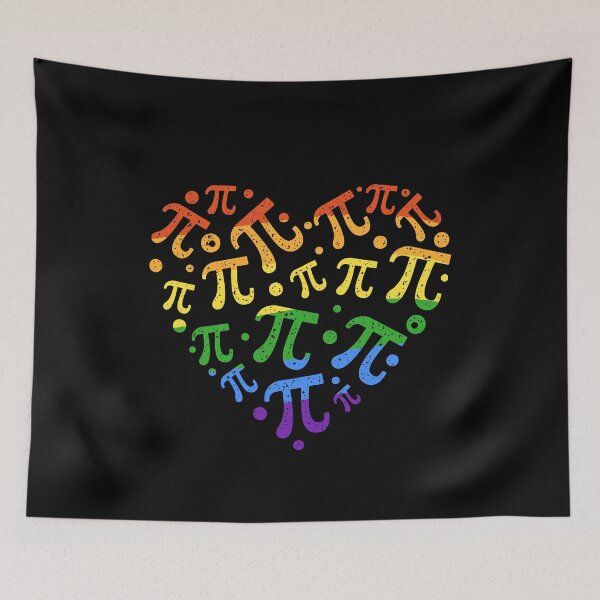 Aperçu de l'œuvre Pi Day LGBT Heart Design en forme de cœur en détresse dans le style Rainbow Flag pour les amateurs de mathématiques créée et vendue par venomousvector.