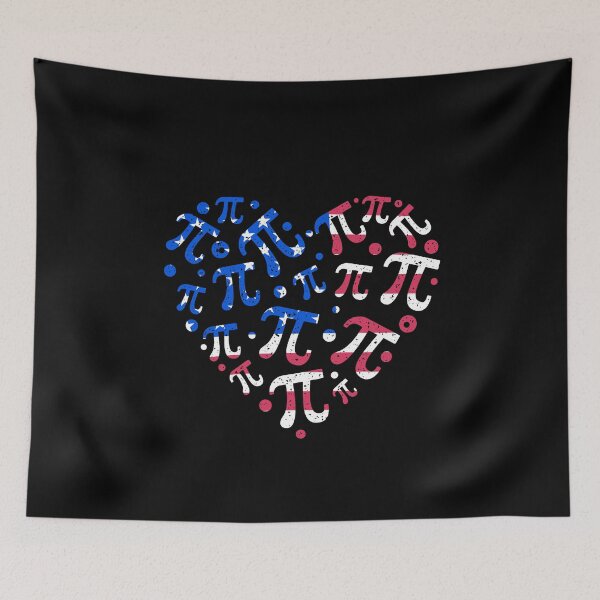 Aperçu de l'œuvre Pi Day USA Flag Heart en détresse Conception en forme de coeur dans le style du drapeau américain pour les amateurs de mathématiques créée et vendue par venomousvector.