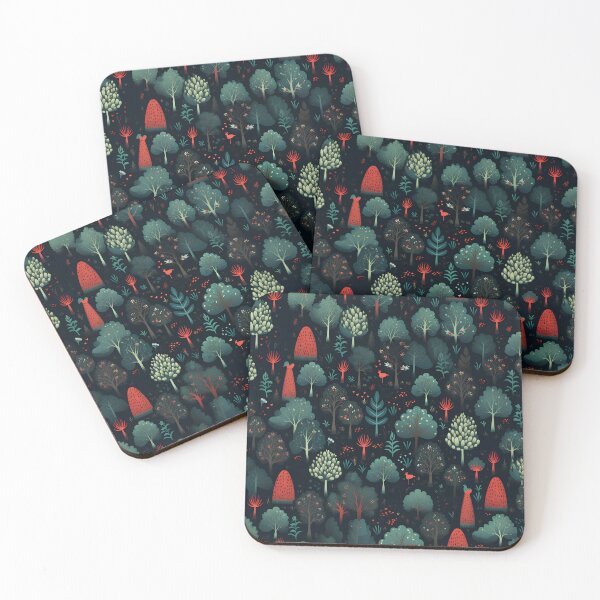 Item preview, pattern with trees in a dark forest, botanical texture designed and sold by in-leggings.