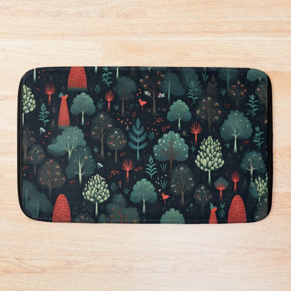 Item preview, pattern with trees in a dark forest, botanical texture designed and sold by in-leggings.