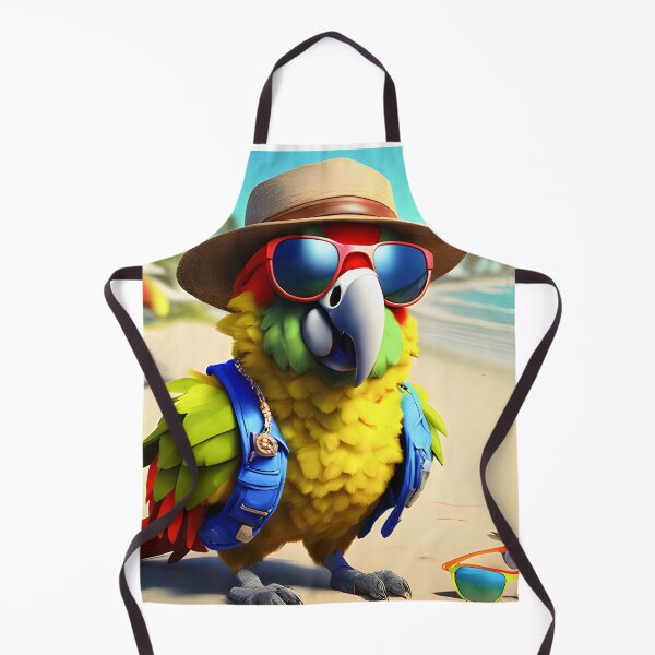 Item preview, Colorful parrot with hat, sunglasses, backpack on the beach designed and sold by Wonder-Place.