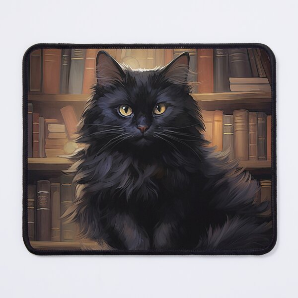 Item preview, black cat on stack of books, anime style designed and sold by WallyPink.