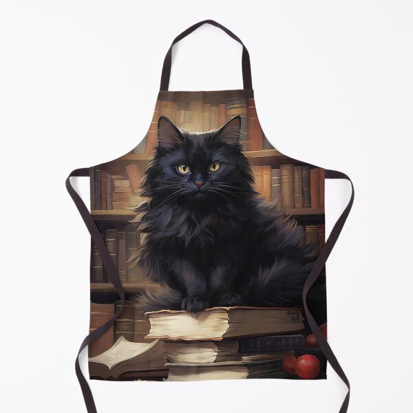 Item preview, black cat on stack of books, anime style designed and sold by WallyPink.