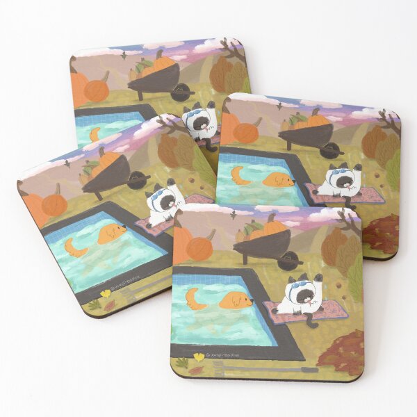 Item preview, Autumn pool with a golden retriever friend designed and sold by VAMPIREAPIRE.
