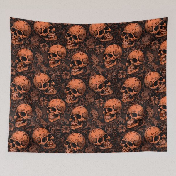 Item preview, Peach & Burnt Orange Skulls Composite Overlay Pattern #1 designed and sold by ARTficiallyAnon.