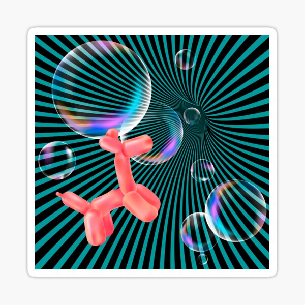 Item preview, Floating Balloon Dogs Bubbles, Happy Dog Hypnotherapy Red Teal designed and sold by SpiritGifts.