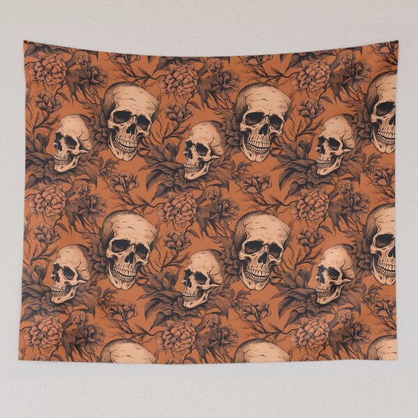 Item preview, Peach & Burnt Orange Skulls Composite Overlay Pattern #3 designed and sold by ARTficiallyAnon.