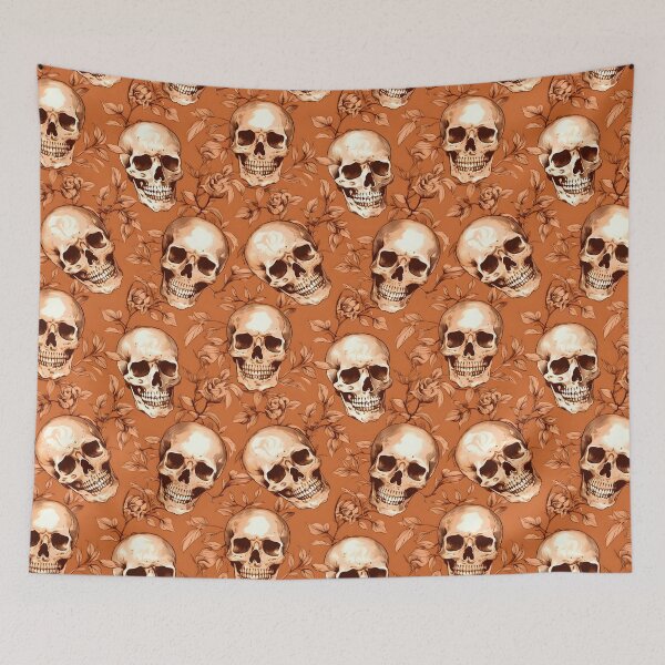 Item preview, Peach & Burnt Orange Skulls Composite Overlay Pattern #4 designed and sold by ARTficiallyAnon.