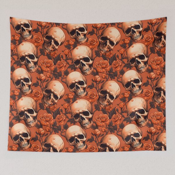 Item preview, Peach & Burnt Orange Skulls Composite Overlay Pattern #5 designed and sold by ARTficiallyAnon.