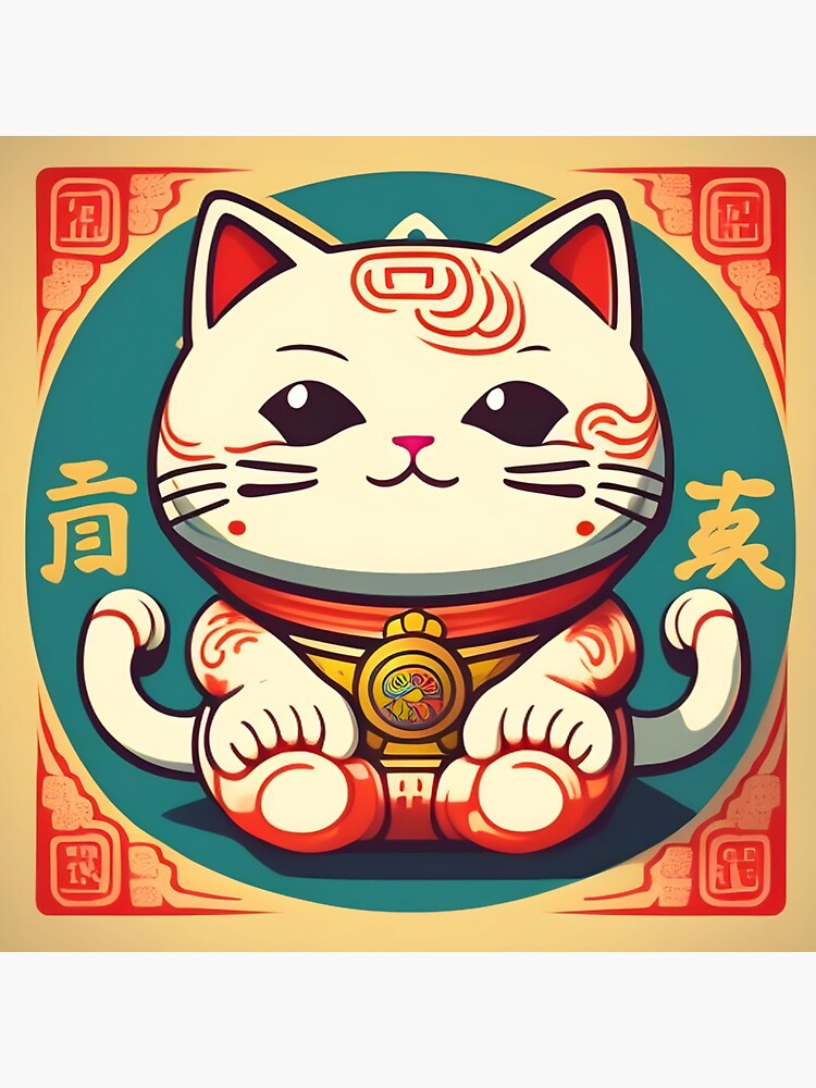 Japanese Lucky cat maneki neko Sticker for Sale by SHINYANN