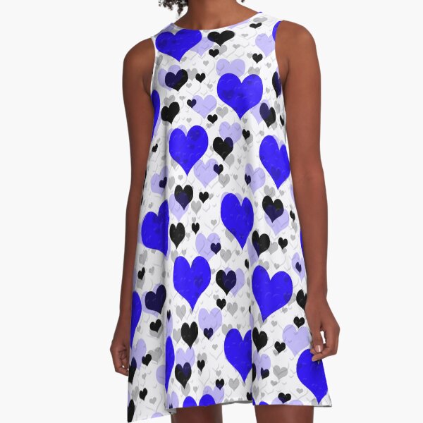 Item preview, Blue  Black Hearts Pattern designed and sold by PatternTitan.