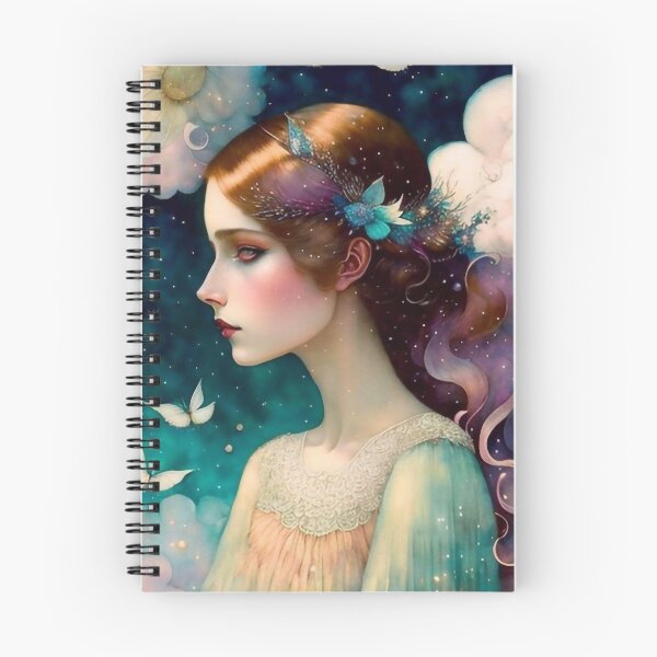 Item preview, A pretty girl hanging on whimsical clouds designed and sold by M-Y-A-R-T-.