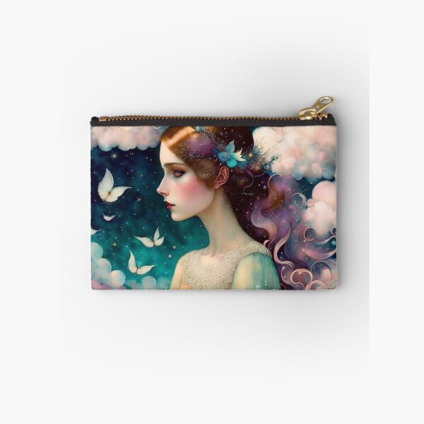 Item preview, A pretty girl hanging on whimsical clouds designed and sold by M-Y-A-R-T-.