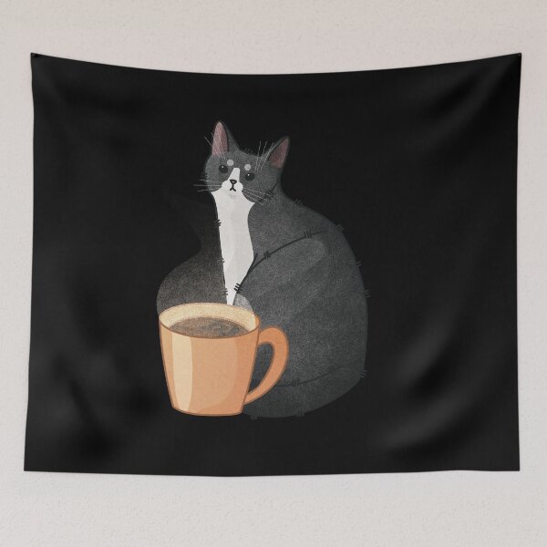 Item preview, Cat with cup of Coffee - cats and coffee enthusiast design designed and sold by FelineEmporium.